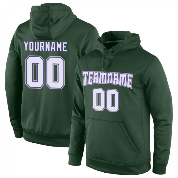 Men's Custom Stitched Green White-Purple Sports Pullover Sweatshirt Hoodie