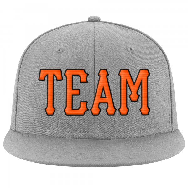 Custom Gray Orange-Black Stitched Adjustable Snapback Hat