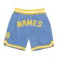 Men's Custom Light Blue Gold-White Authentic Throwback Basketball Shorts