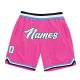 Men's Custom Pink White-Light Blue Authentic Throwback Basketball Shorts